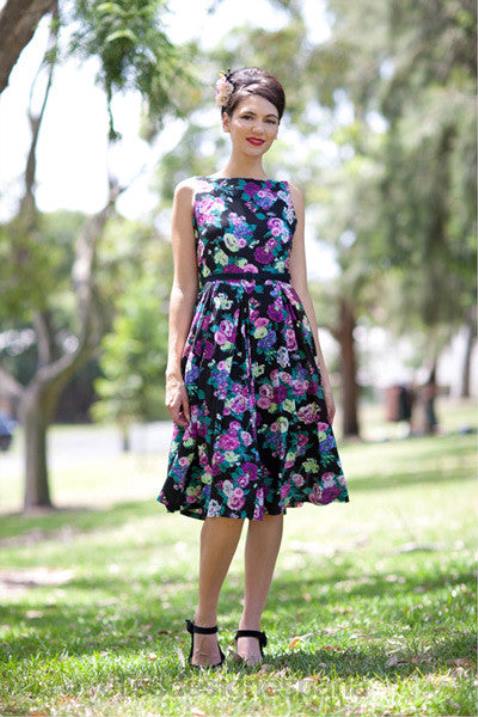 vestir D00N249 vestido floral jacki - negro mujer Elise Design